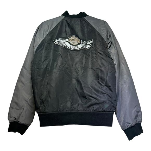 Harley Davidson Black Nylon 100 Year Anniversary 2003 Bomber Jacket Size M - Picture 2 of 7